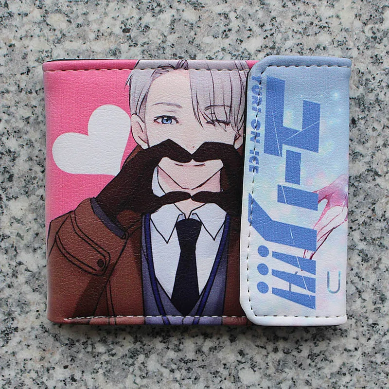 Аниме Yuri On Ice COS, короткий кошелек, сумка для денег, унисекс, PU, мультфильм, Victor Nikiforov, кошелек, Carteira, подарок для мальчиков и девочек
