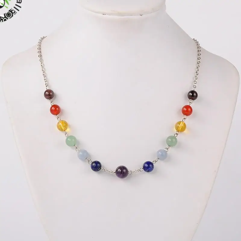 10 нитей семь чакр натуральный камень бусы с латунными крестообразными цепочками