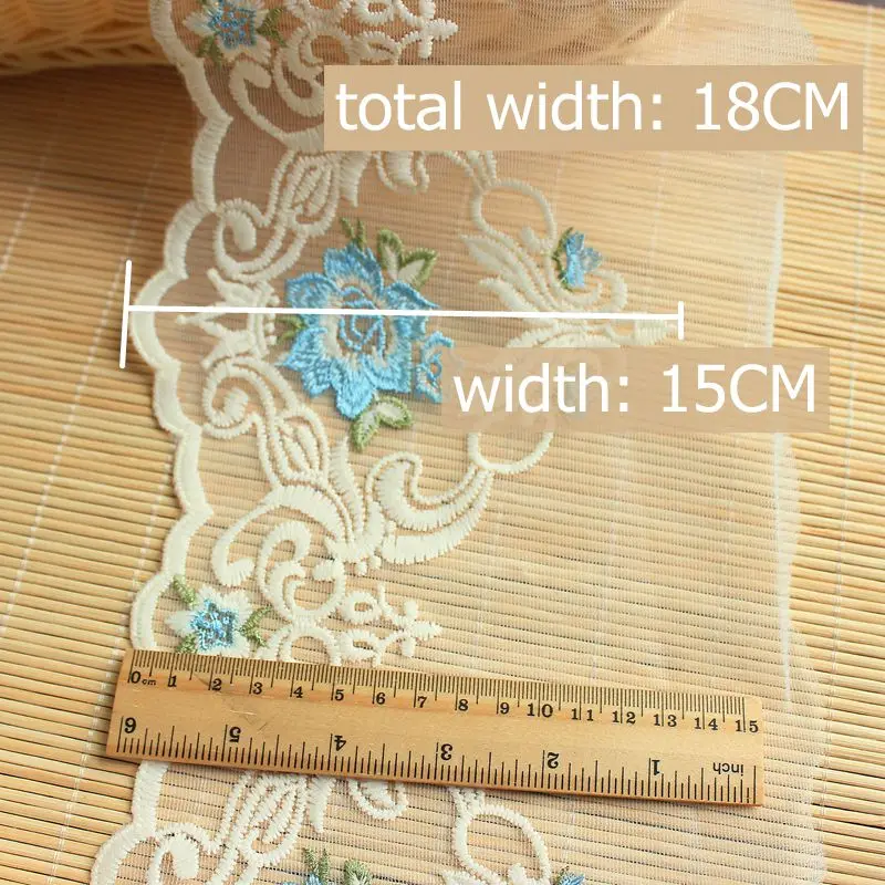 18cm-blue 1,5 метров кружевная лента для штор, стола, одежды для леди, шляпы, украшения, тесьма, вышивка, кружевная ткань, отделка, сделай сам, Швейные аксессуары - Цвет: 18cm-blue