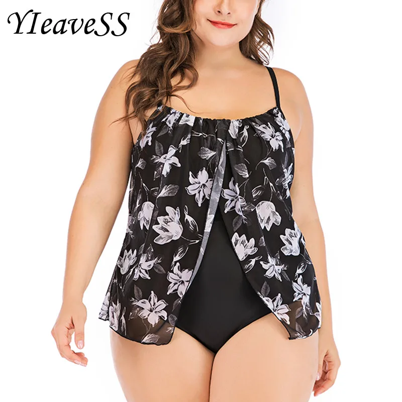 Женский купальник с лямкой на шее купальный костюм в полоску большого размера S 5XL