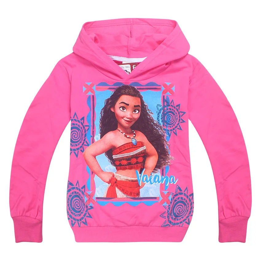 2017 детская Свитер для девочек Moana костюм принцессы ребенка Толстовки с капюшоном