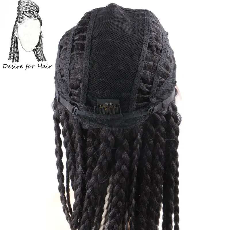 Desire for hair 28 дюймов длинные термостойкие синтетические плетеные косички Кружева передние парики для черных женщин Омбре черный 613# цвет