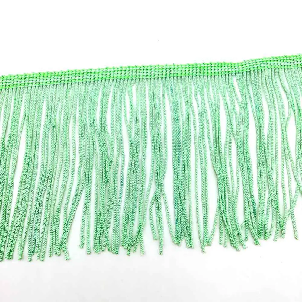 MiNi green 10 ярдов в упаковке, 4 дюйма, ширина, отделка бахромой, кружево, полиэфирное волокно, кисточка, аксессуары, латинское свадебное платье, бахрома на ленте - Цвет: MiNi green