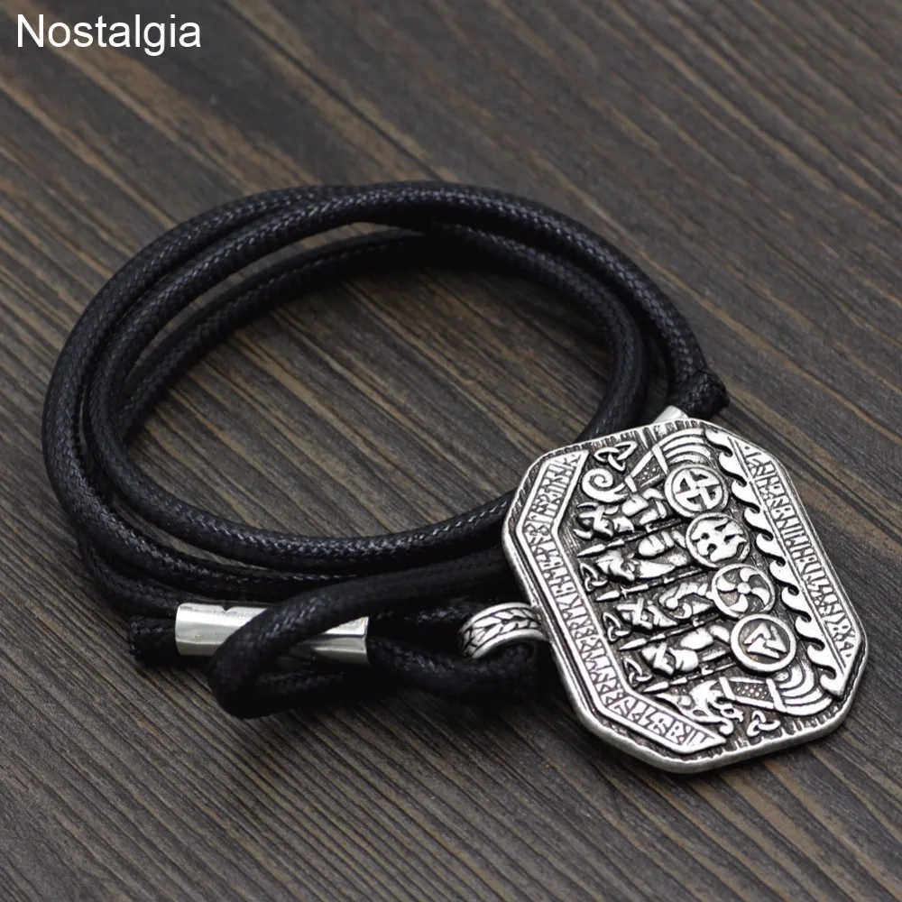 Ностальгический воин викингов для защиты корабля руны Valknut Raven символы браслет