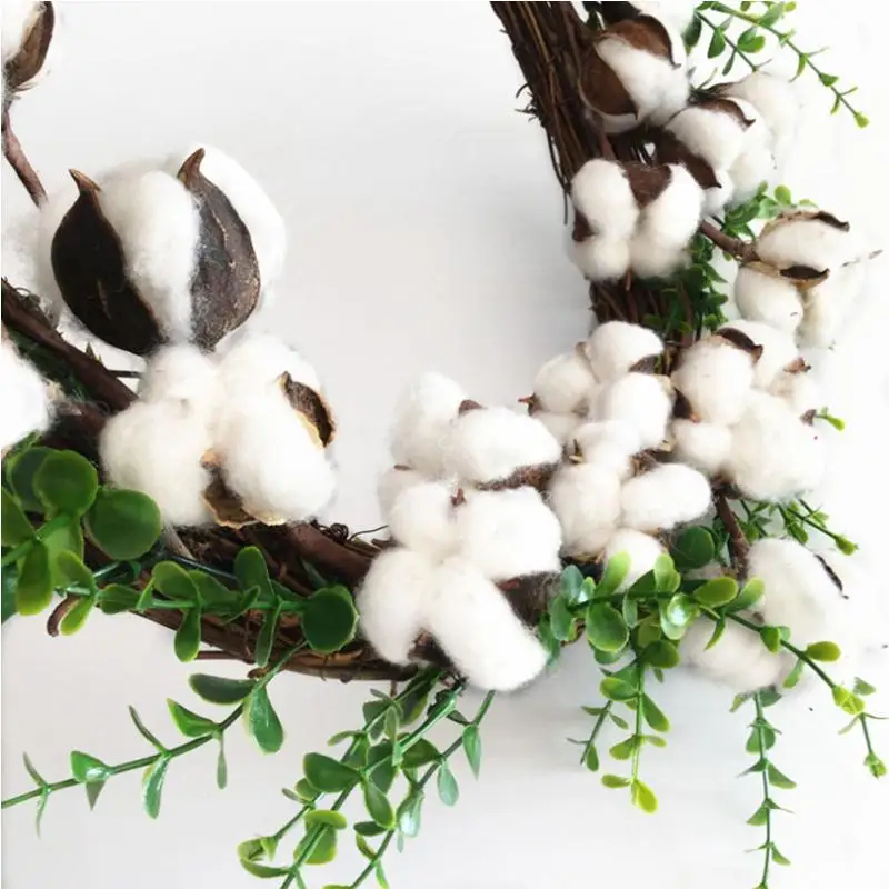 Искусственный сушеный хлопковый венок на Рождество Хэллоуин порог гирлянда