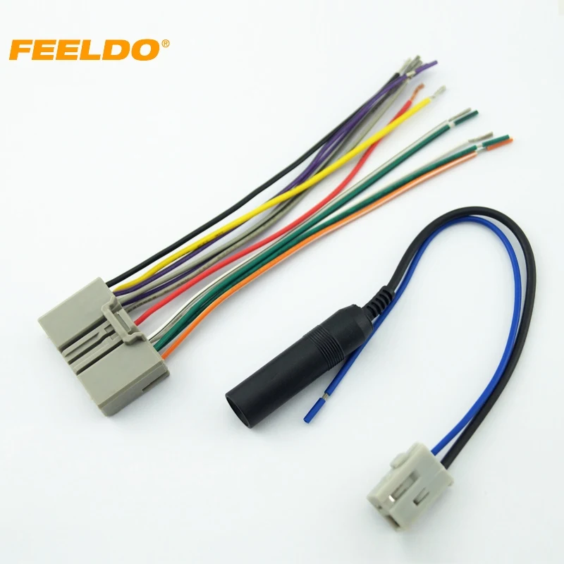 FEELDO 10Set Car Audio CD Player Radio Stereo Wiring Harness Antenna Adapter Plug For Honda Civic/Fit/CR-V/Odyssey #AM3734