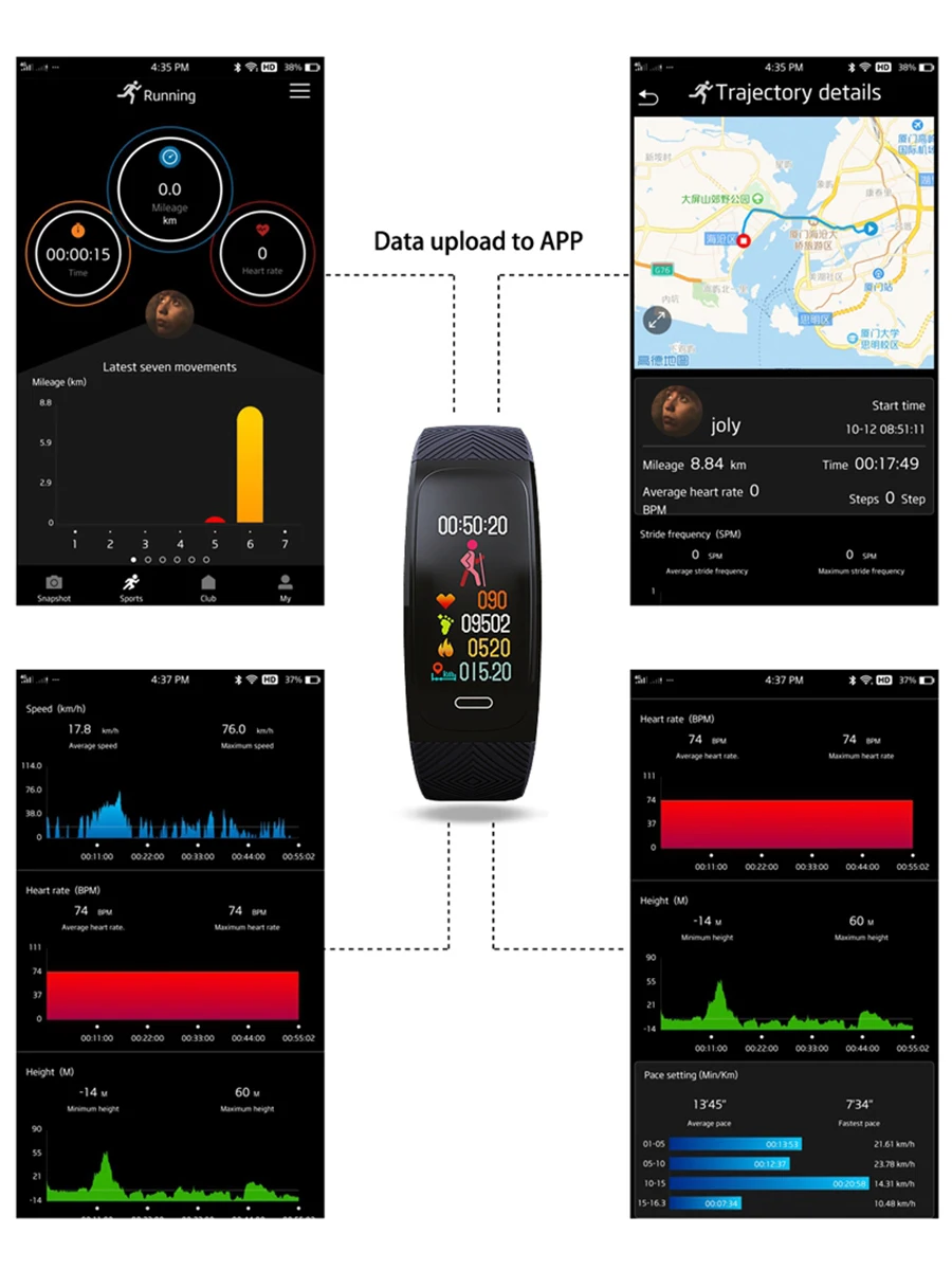 Смарт-браслет GPS фитнес-трекер монитор сердечного ритма крытый и открытый