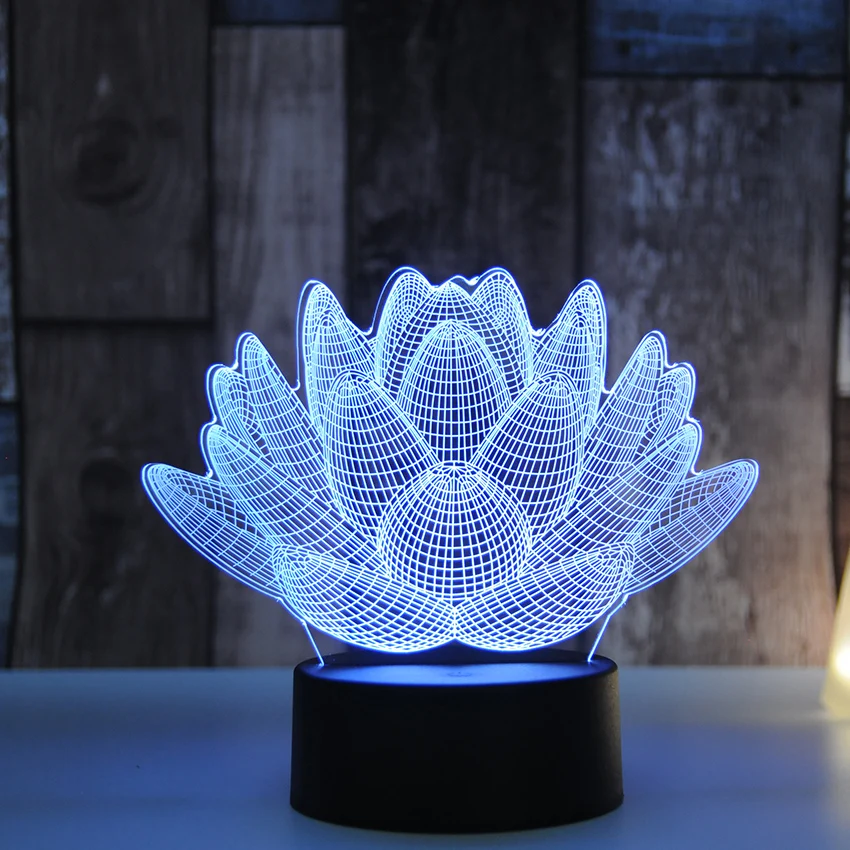 7 цветов меняющий сенсорный Лотос 3D Красочный ночник странная стереоскопическая