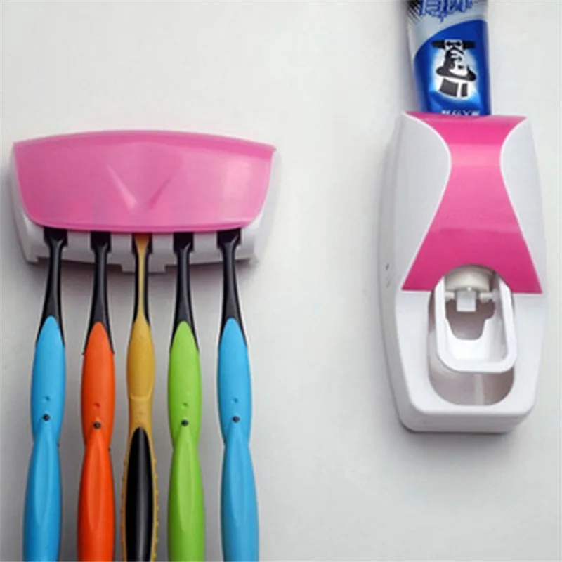 1Set Automatic Toothpaste Dispenser Toothbrush Holder Set Wall Mount Stand Family Bathroom Racks | Дом и сад