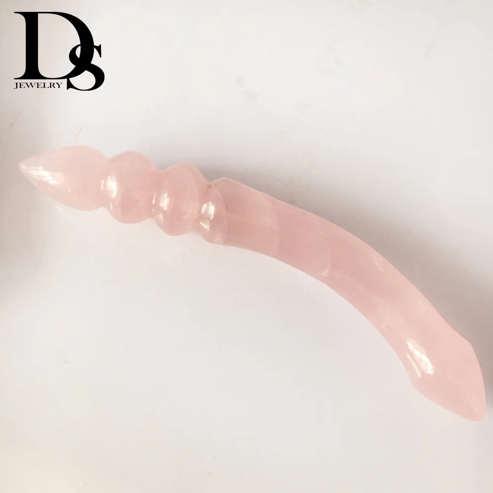 Rose Quartz Натуральный кварцевый Кристальный массаж палочка, Обсидиановая Массажная палочка, розовый кварц Массажная палочка Большой Кристалл Йони массажный инструмент как подарок для женщин - Цвет: Rose Quartz