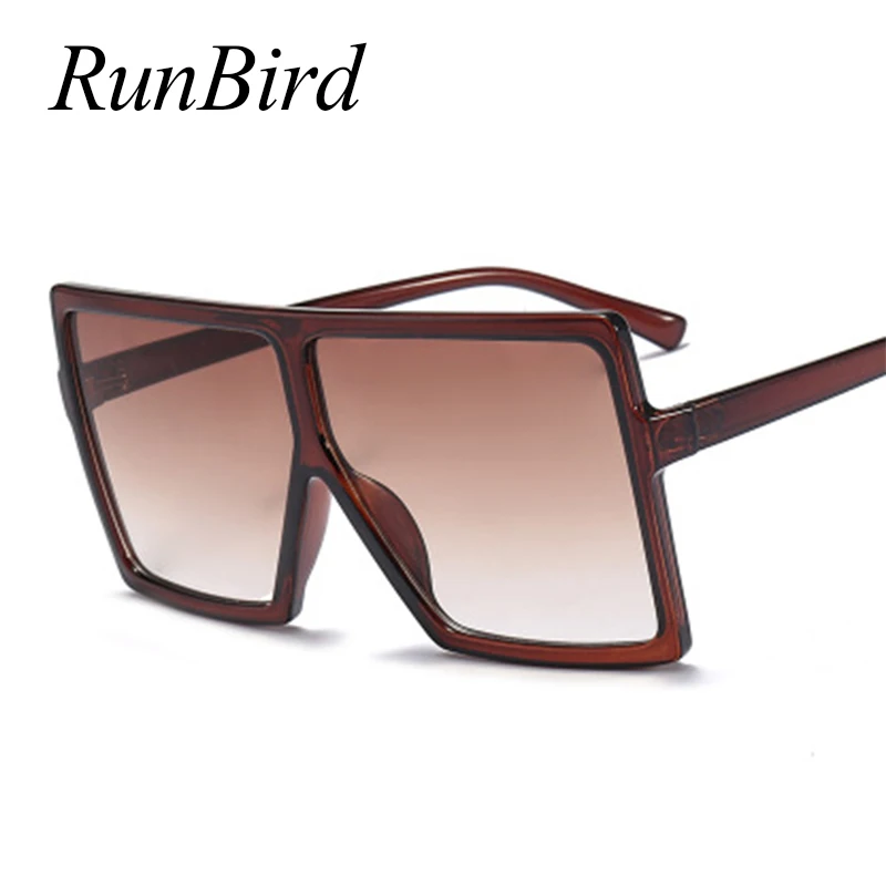 RunBird дешевые негабаритные Солнцезащитные очки женские квадратные плоские белые