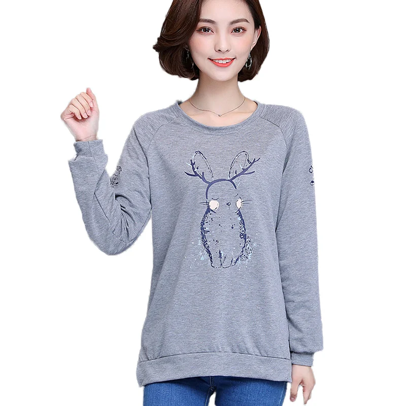 Плюс Размеры M-4XL Толстовки Для женщин пуловер осень 2017 г. sudadera Mujer мультфильм