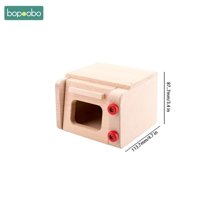 Microwave Oven Bopoobo 1 комплект игрушки для малышей мультфильм Натуральный Бук деревянный Прорезыватель для кормления аксессуар высокое качество грызунов игрушки Детский Прорезыватель товары - Цвет: Microwave Oven