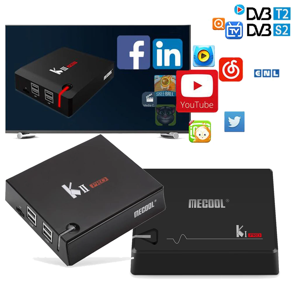 MECOOL Android ТВ коробка KI PRO S2 + T2 DVB Amlogic S905D Quad Core 2 Гб 16 ГБ & S2/DVB T2/DVBS2 Декодер каналов