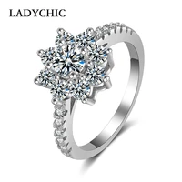 ladychic fashion elegant silver color flower ring paved 9 pieces cubic zirconia women crystal jewelry gift wholesale lr1030