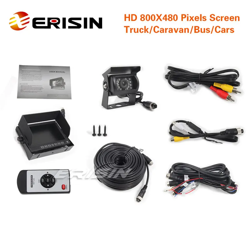 Erisin ES313 7 &quotцветной монитор 12V LCD HD 24V 4Pin CCD камера заднего хода для