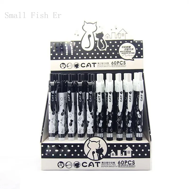 Ручка шариковая черная/белая 0 5 мм 2 шт./компл.|ballpoint pen|cat ballpoint penpen kawaii |