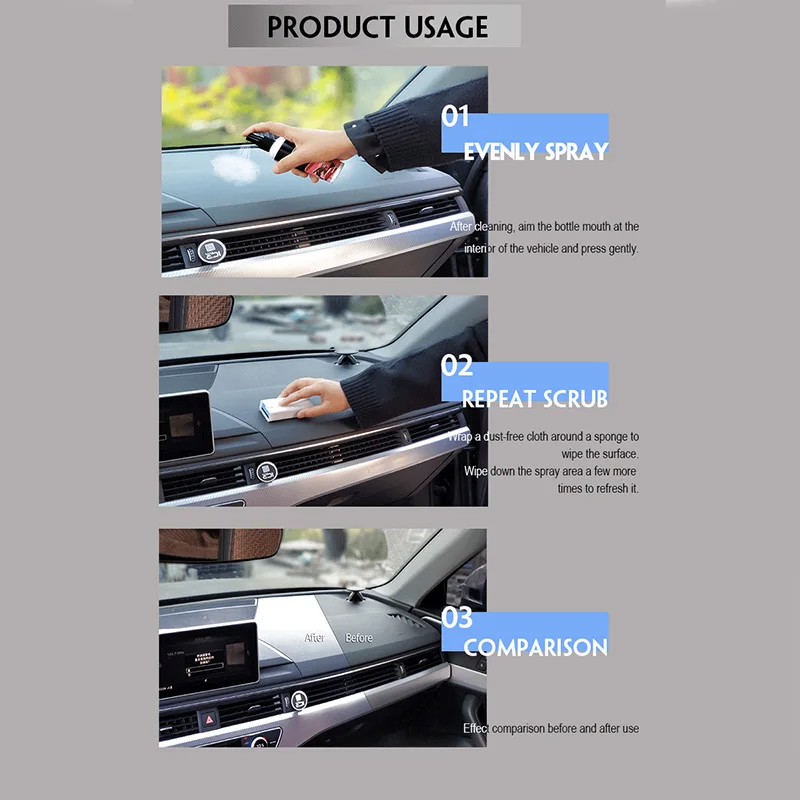 50ml Multifunctional Leather Caring Agent Spray For Car Cleaning And Vinyl Restorer Vehicle Dashboards Seats | Автомобили и