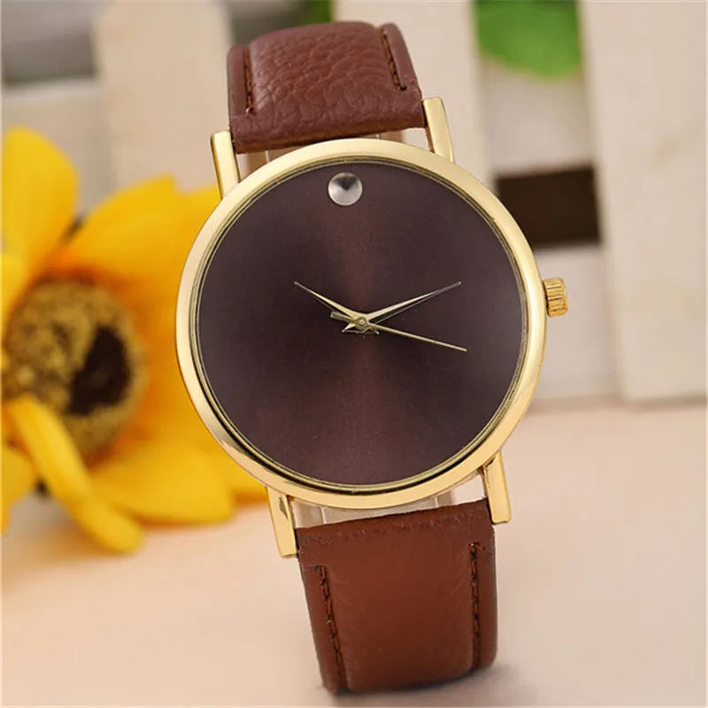 Часы для женщин Аналоговый Кожаный ремешок Круглый циферблат кварцевые наручные