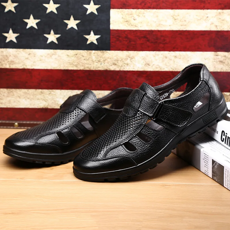 Kezrea Brand Casual Mens Sandals Genuine Leather Outdoor Men for Beach Shoes Drop Shipping | Обувь