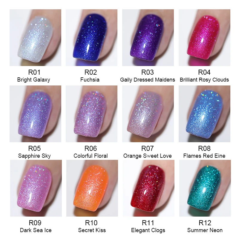 BORN PRETTY Rainbow УФ гель 6 мл Блестящий отмачиваемый Гель лак длительный для ногтей 12