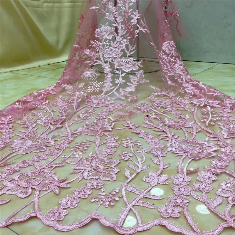 VILLIEA Light Green French Net Lace Fabric Latest African Guipure With Embroidery Mesh Tulle Sequins | Дом и сад
