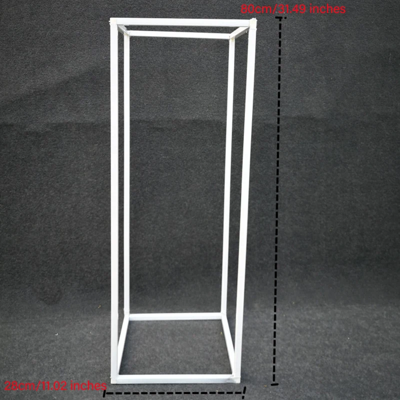 white 4pcs 80cm Свадебные свинцовые кованые геометрические рамки прямоугольный цветок из кованого железа украшения сцены искусственные бутафорские цветы - Цвет: white 4pcs 80cm