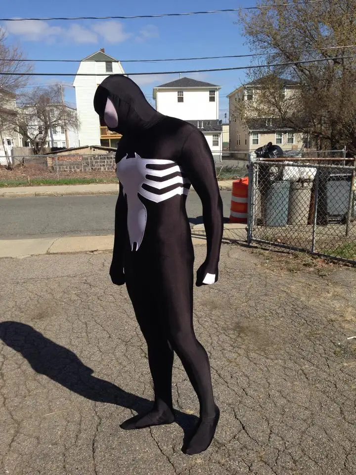Костюм Человека-паука venom черный и белый костюм из спандекса на все тело zentai