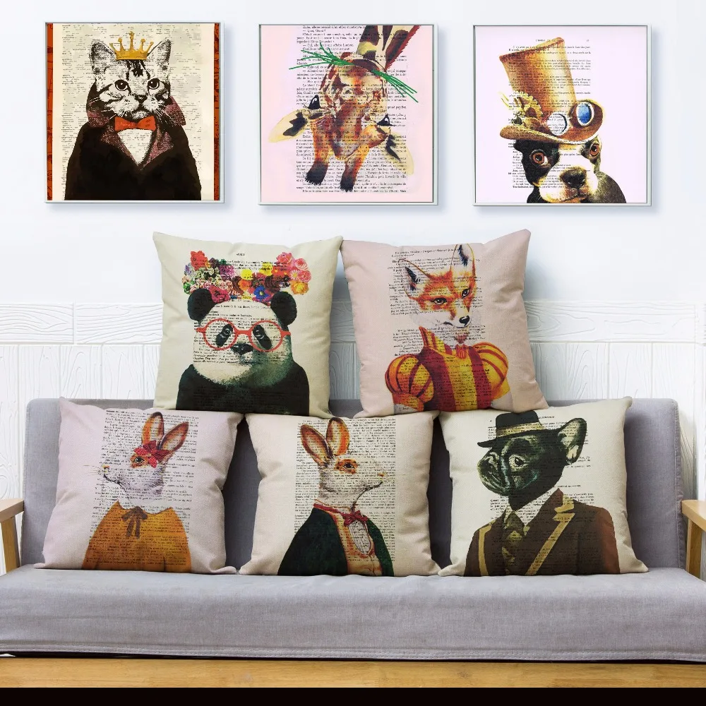 Винтаж животным принтом &quotПанда&quot для кошек и собак чехол подушки с размером 45*45