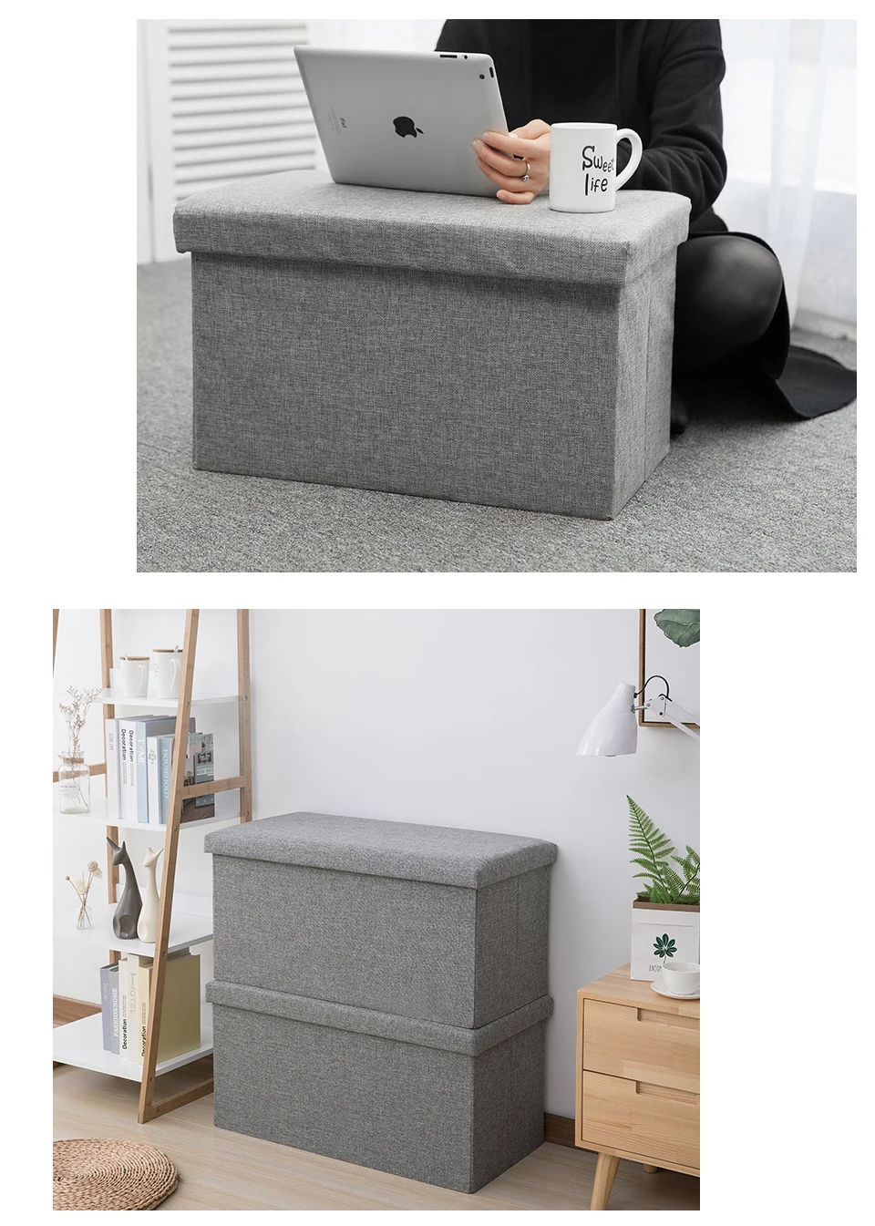 Folding Storage Stool Chairs Fitting Room Stool Multifunctional Chair Storage Box Cloest Tea Table Coffee Table Sofa Stool