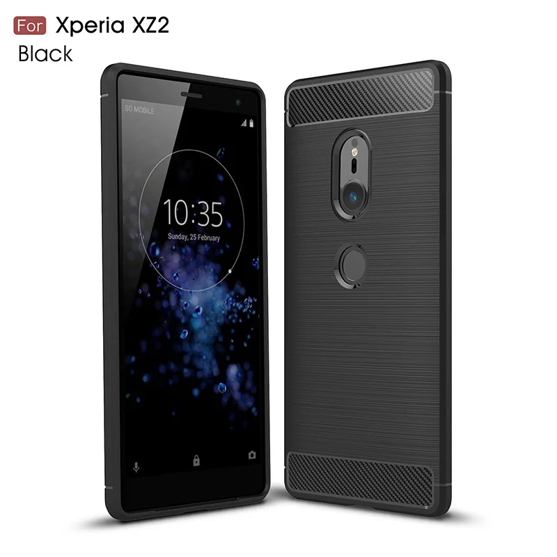Углеродного волокна матовый Силиконовый чехол на sony Xperia XZ2 случае чехля сумка