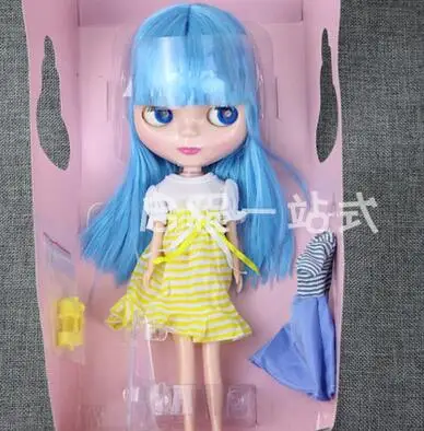 8 blue bang Ледяная кукла такая же, как Blyth Doll розовые волосы черные волосы золотые волосы с макияжем подходит для DIY make up Blyth Обнаженная кукольный подарок для девочек - Цвет: 8 blue bang