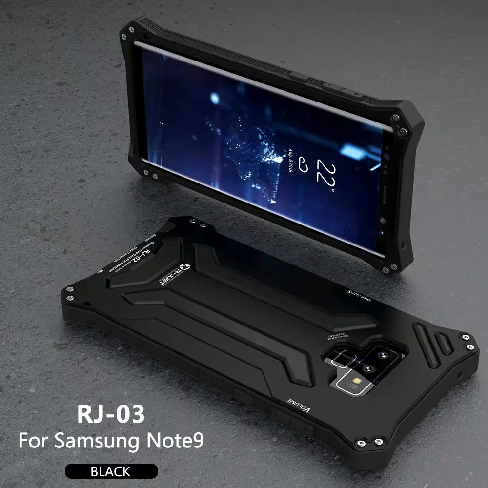 

Note9 Case for Samsung Galaxy Note 9 Case Cover Original R-just Armor Aluminum Metal Silicone Shockproof Protection Case Capa