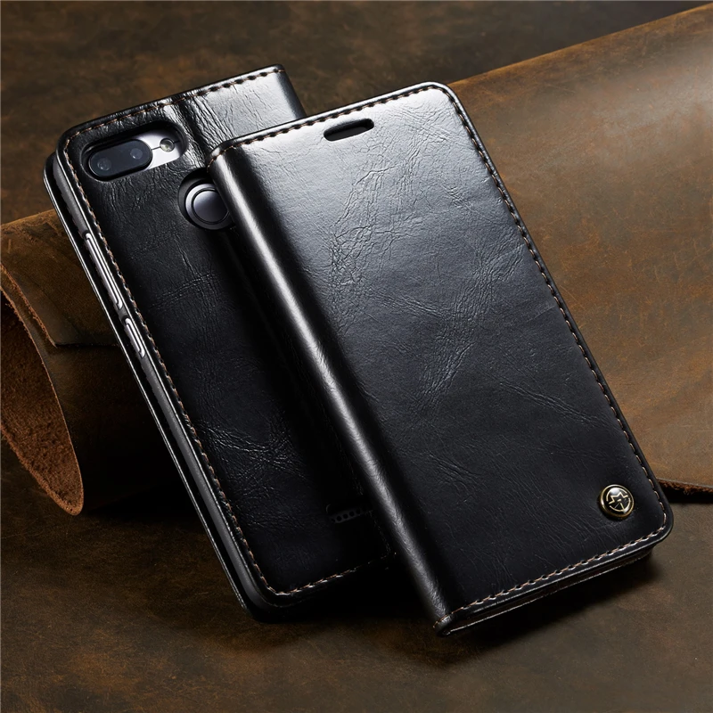 Кожаный флип чехол на магните для Xiaomi Redmi 6 6A Note Pro Ретро Чехол книжка кейс
