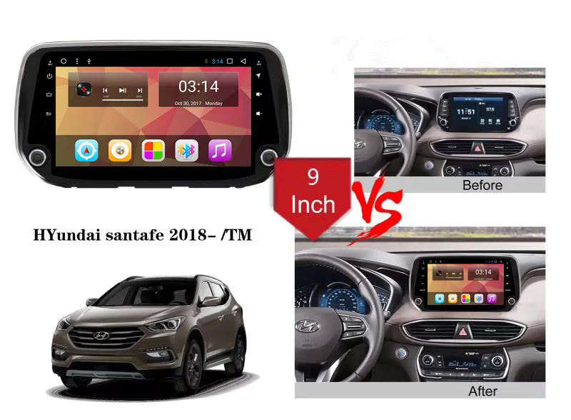 " Android автомобильный мультимедийный стерео радио аудио DVD gps навигация Sat Nav Головное устройство для hyundai Santa Fe Tucson