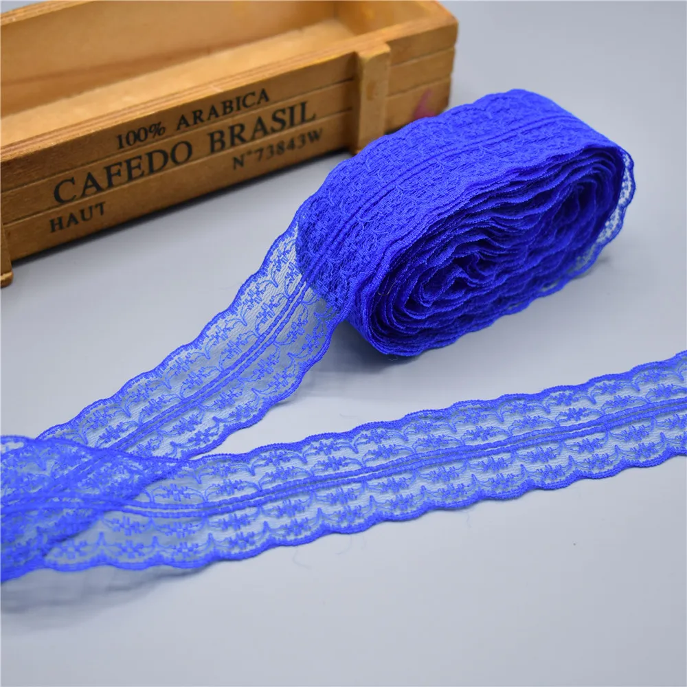 Royal blue Красивые 10 метров кружевной лентой 45 мм широкий африканская кружевная ткань кружевной отделкой из белого кружева вышитые отделка отделкой для шитья - Цвет: Royal blue