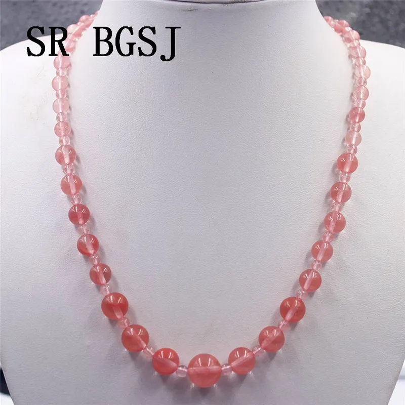 Free Shipping 4-12mm Cherry Quartz Graduated Natural Gems Genuine Stone Beads Adjustable Women Necklace 18&quot | Украшения и