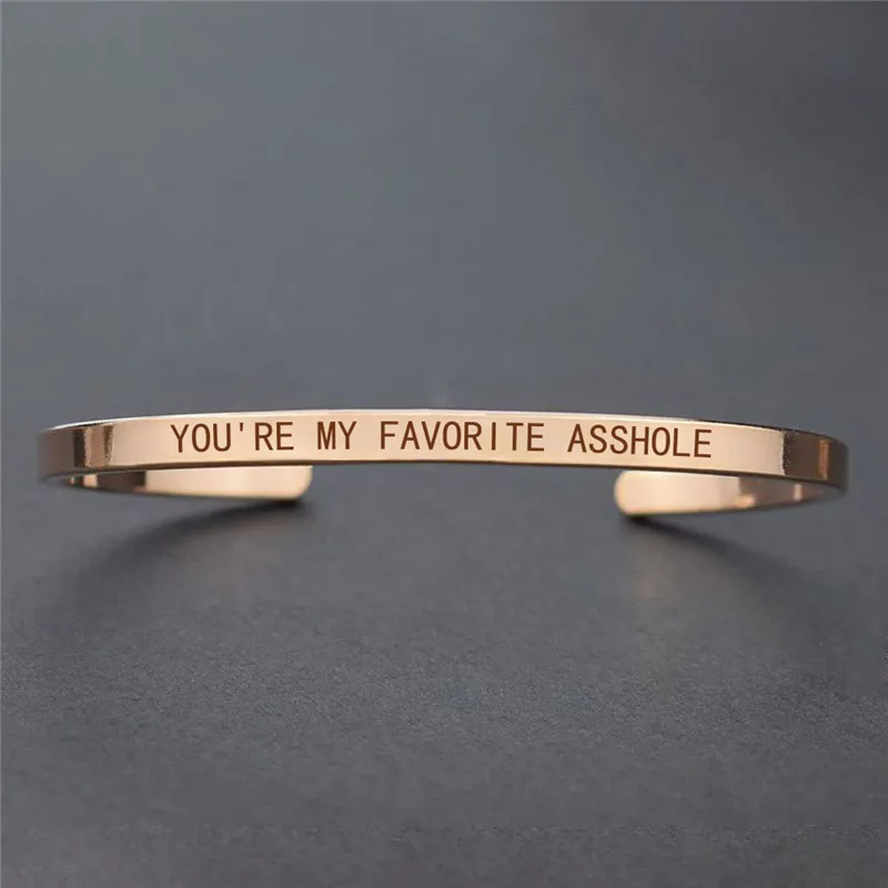 ROSE GOLD Браслет для пары YOU'RE MY FAVORITE с гравировкой, персонализированный Браслет-манжета, женские модные ювелирные изделия, подарок на День святого Валентина для влюбленных - Окраска металла: ROSE GOLD