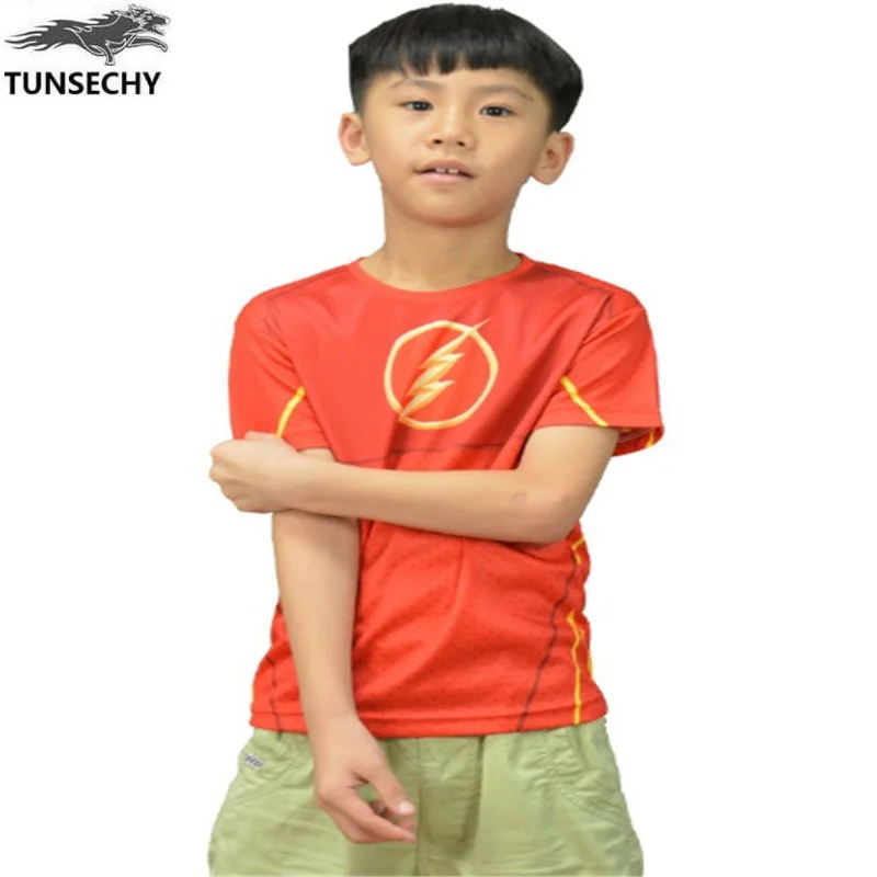 Бренд tunsechy Red flash captain America детская футболка для мальчиков отдыха и здоровья с