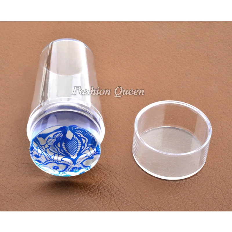 2016 Unique New Design Pure Clear Jelly Silicone Nail Art Stamper Scraper with Cap Transparent 2.8cm Stamp Stamping Tools | Красота и