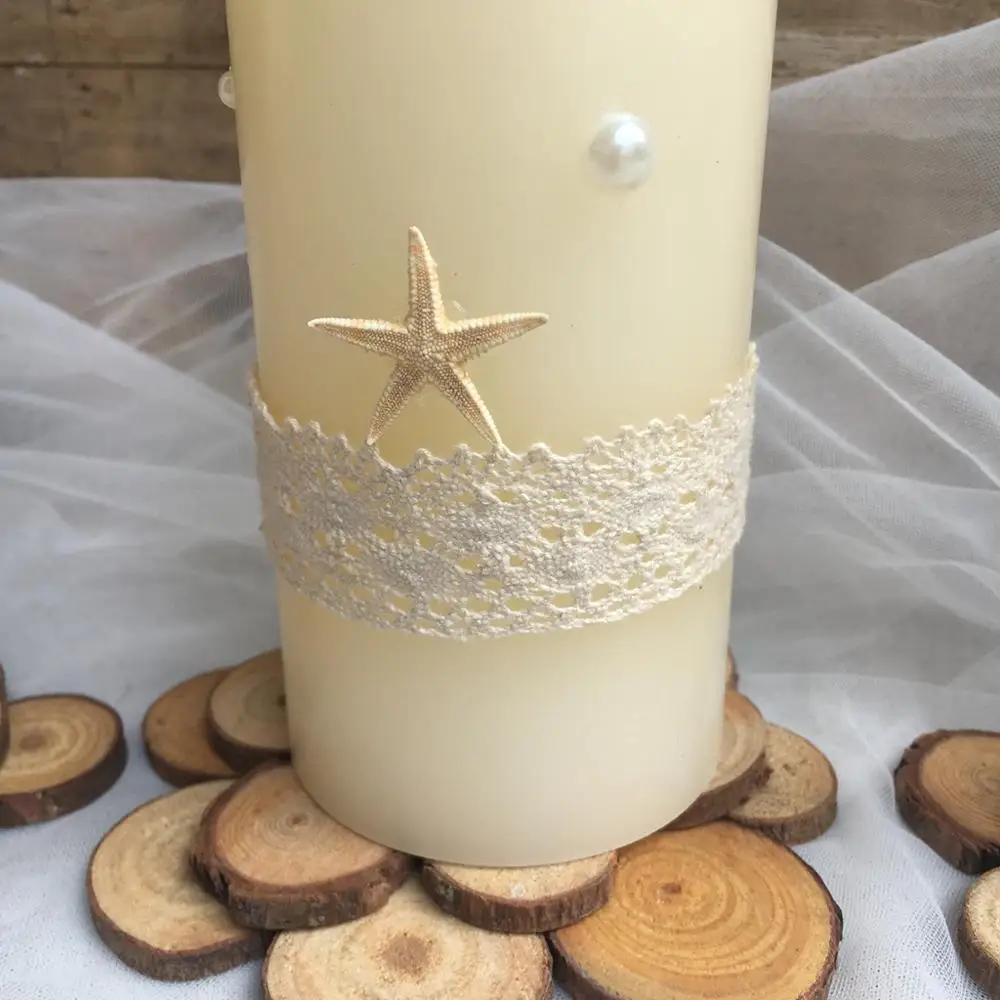 Набор свечей цвета слоновой кости Unity с кружевом и жемчугом для шампанского