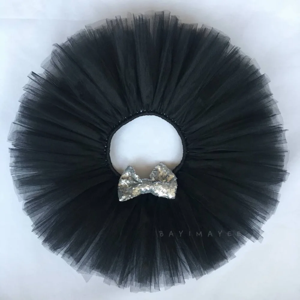 Черные юбки пачки для девочек детская пушистая юбка пачка танцев с золотыми