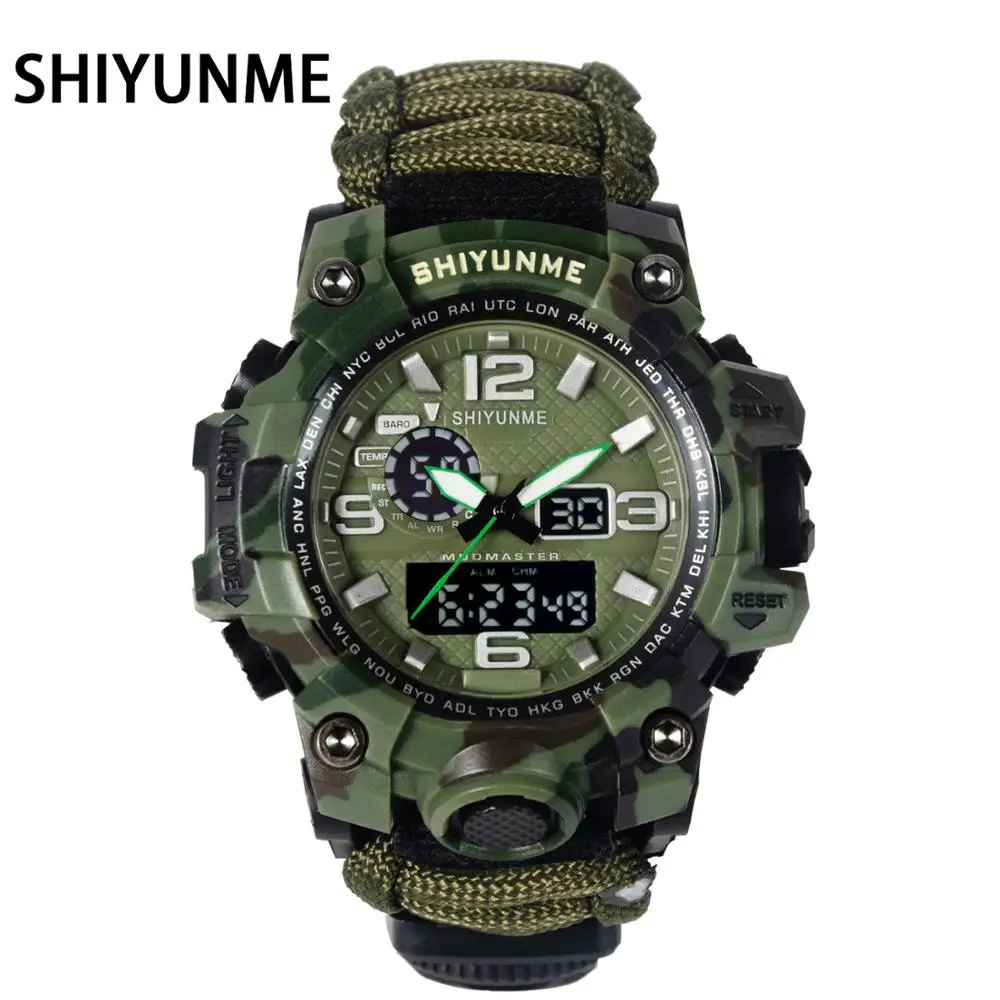SHIYUNME мужские спортивные часы военный водонепроницаемый компас светодиодный