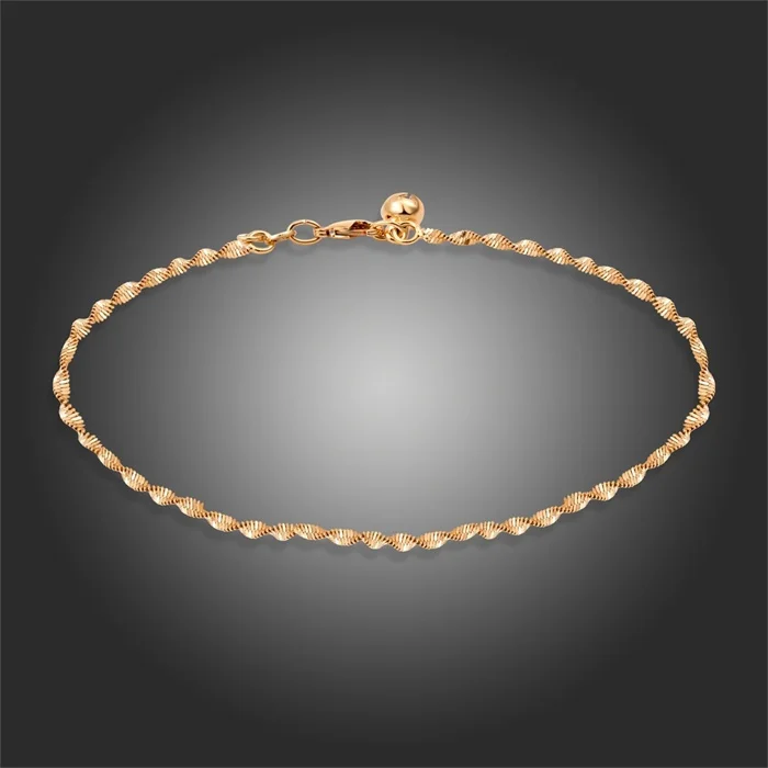 Новое желтое золото Цвет 11 ''Сингапур двойной волной цепи колокол ножной