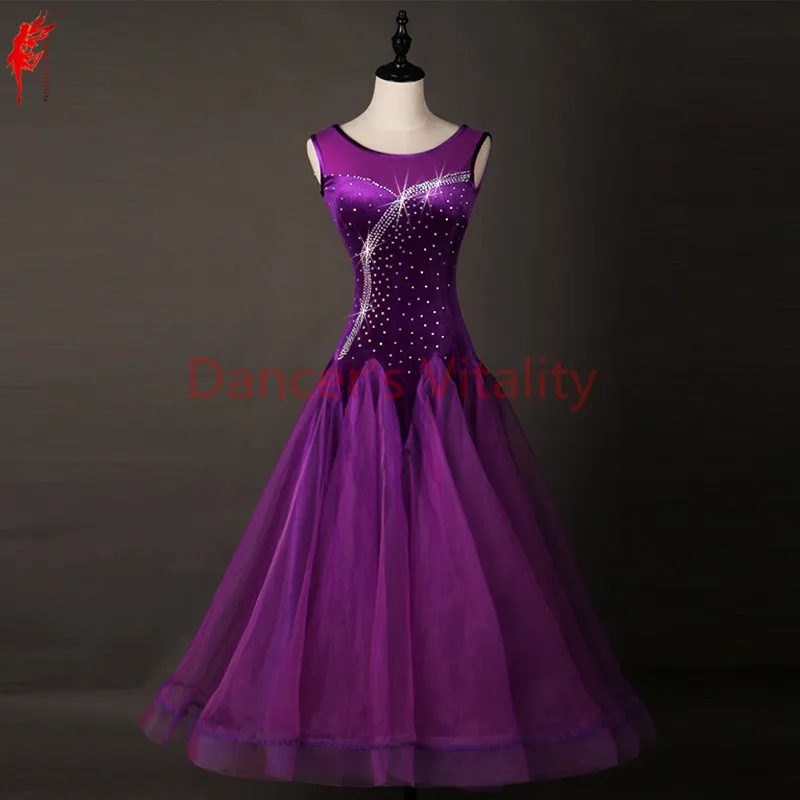 

ballroom dance long dress girls latin sleeveless clothing Salsa Rumba Samba Cha Vestido belly dance Diamonds Print skirt Costume