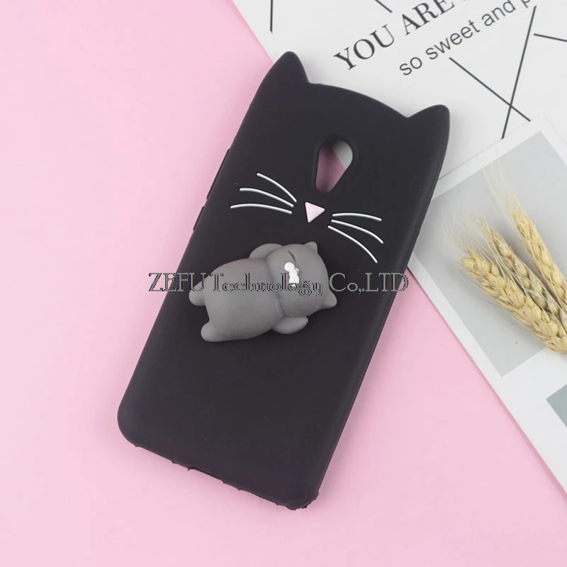 3D милый японский блестящий чехол с бородатым котом для Meizu M3mini M6 Note M6S M5 M5S, голубой Шарм, 5 5S, A5, M5C, милый мягкий чехол, сумки