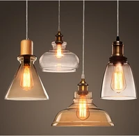 edison loft style wood glass industrail vintage pendant light fixtures for dining hanging lamp home lighting lamparas colgantes