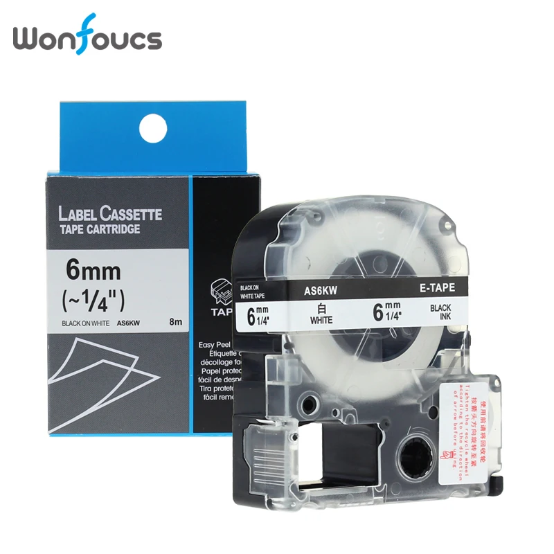 4PK совместимый Epson Kimji лейбл лент 6 мм 18 ss6 кВт SS9 SS12 SS18 черная на белой ленте для