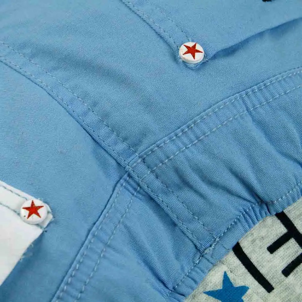 Брюки для мальчиков 105 125 с буквенным принтом и карманами со звездными кнопками из