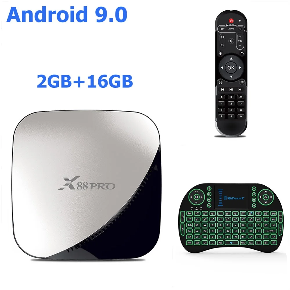 Smart tv box X88 PRO Android 9,0 wifi 2,4 и 5G RK3318 Четырехъядерный 4K 1080P Full HD Netflix YouTube медиаплеер телеприставка - Цвет: 2G 16GB Add Keyboard
